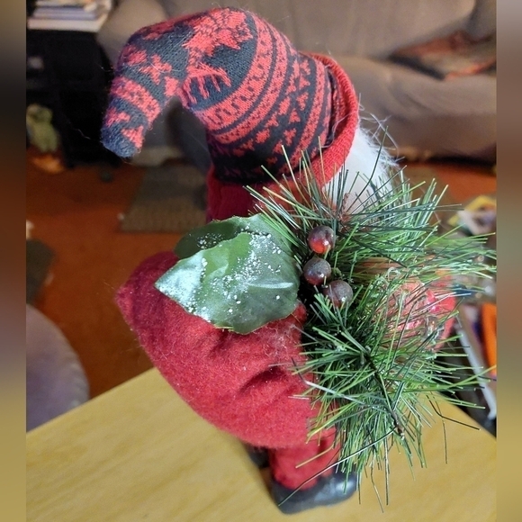 Vintage* 90s Self-standing Santa with Skis and Sack of Decorations - Picture 4 of 8